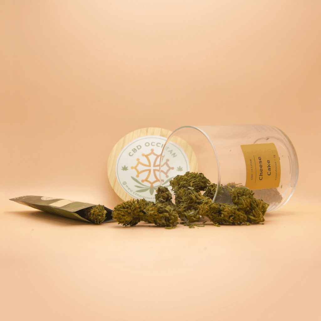 Cheese cake - Fleurs CBD en pot BIO par CBD Occitan Cheese cake en bocal, fleur CBD BIO produite et récoltées par CBD Occitan