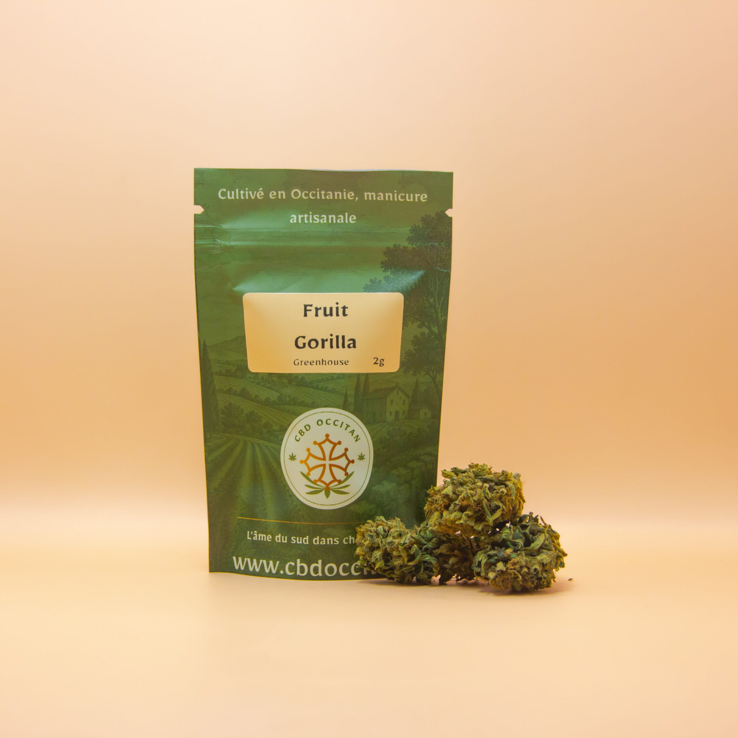 Fleur Fruit Gorilla CBD par CBD Occitan - pack et fleurs